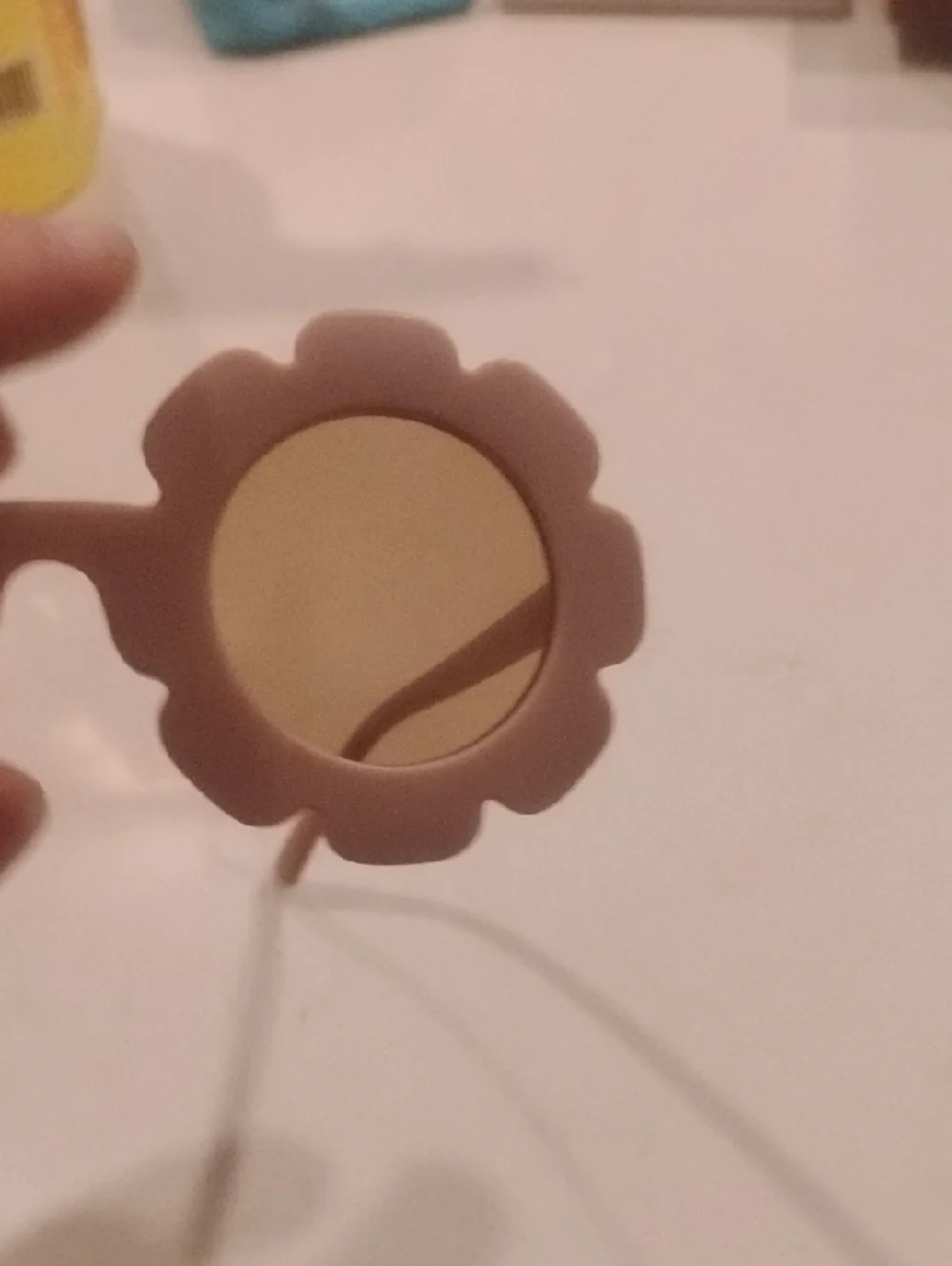 Flower Frame Sunglasses in Blush Pink with Yellow Lenses Little Girl